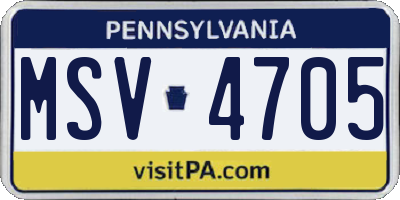 PA license plate MSV4705