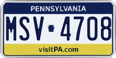 PA license plate MSV4708