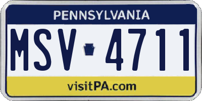 PA license plate MSV4711