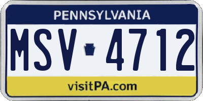 PA license plate MSV4712