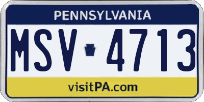 PA license plate MSV4713