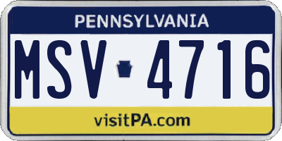 PA license plate MSV4716