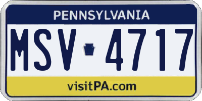 PA license plate MSV4717