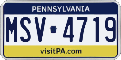 PA license plate MSV4719
