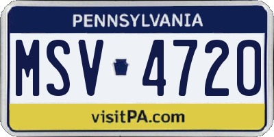 PA license plate MSV4720