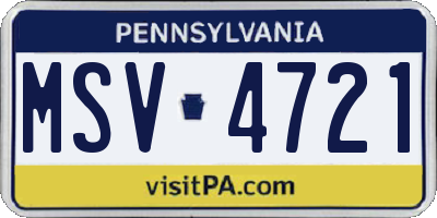 PA license plate MSV4721