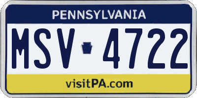 PA license plate MSV4722