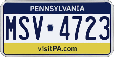 PA license plate MSV4723