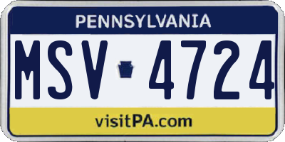 PA license plate MSV4724