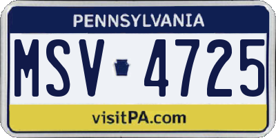 PA license plate MSV4725