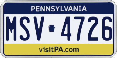 PA license plate MSV4726