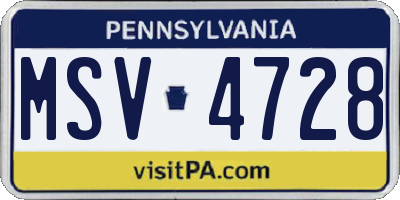 PA license plate MSV4728