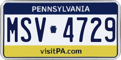 PA license plate MSV4729