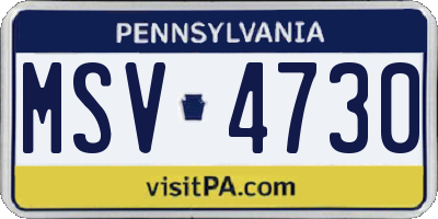 PA license plate MSV4730
