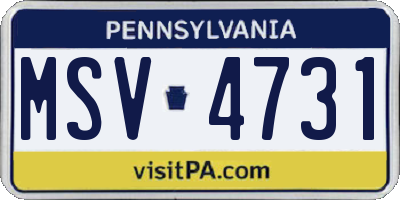 PA license plate MSV4731