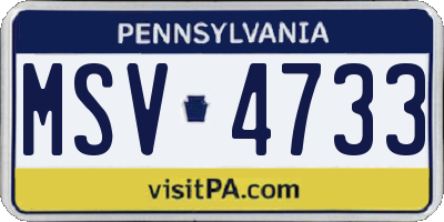PA license plate MSV4733