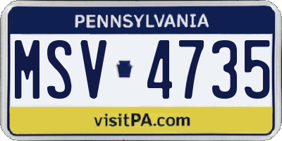 PA license plate MSV4735