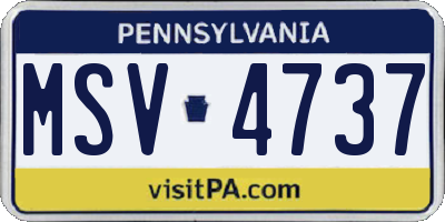 PA license plate MSV4737