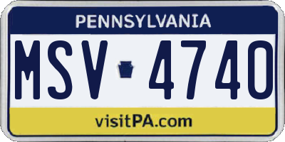 PA license plate MSV4740