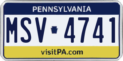 PA license plate MSV4741