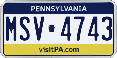 PA license plate MSV4743