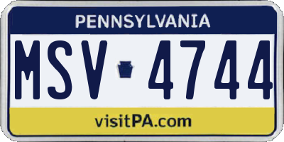 PA license plate MSV4744
