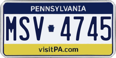 PA license plate MSV4745