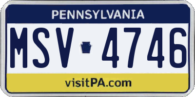 PA license plate MSV4746