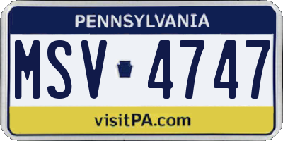 PA license plate MSV4747