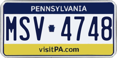 PA license plate MSV4748