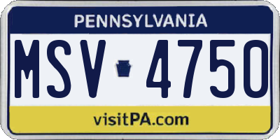 PA license plate MSV4750