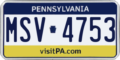 PA license plate MSV4753