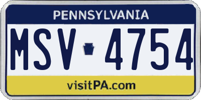 PA license plate MSV4754