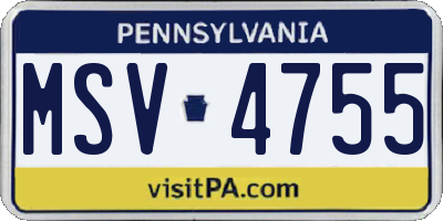 PA license plate MSV4755
