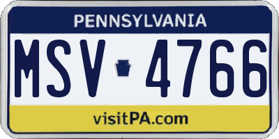 PA license plate MSV4766