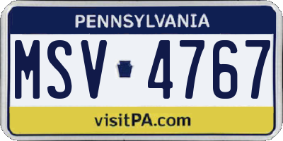 PA license plate MSV4767