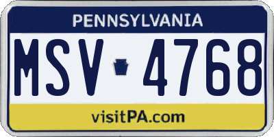 PA license plate MSV4768