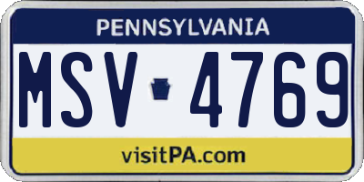 PA license plate MSV4769