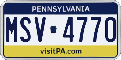 PA license plate MSV4770