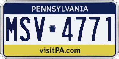PA license plate MSV4771