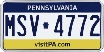PA license plate MSV4772