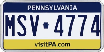 PA license plate MSV4774