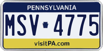 PA license plate MSV4775