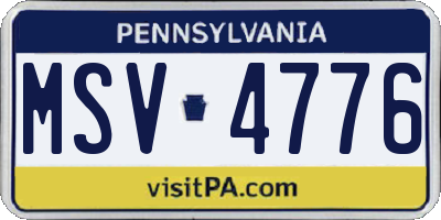 PA license plate MSV4776
