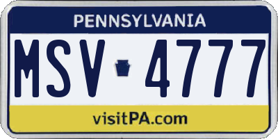 PA license plate MSV4777