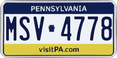 PA license plate MSV4778