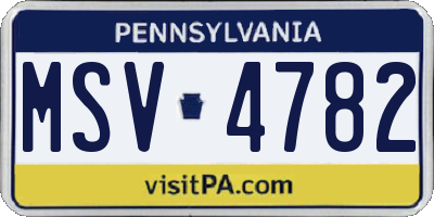PA license plate MSV4782