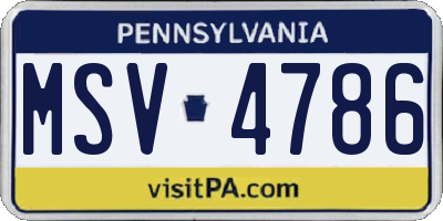 PA license plate MSV4786