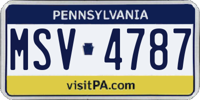 PA license plate MSV4787