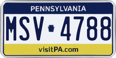 PA license plate MSV4788